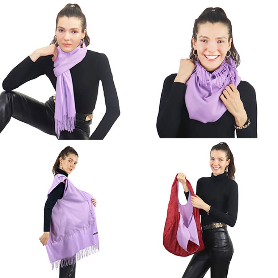 Scarf and bag in one garment Purple
